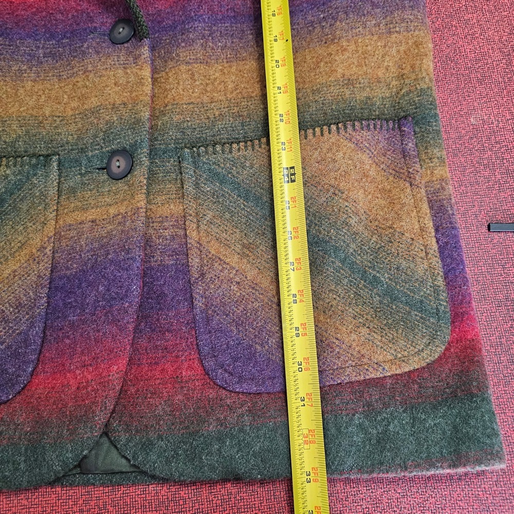 Vintage 90s Southwestern Wool Blanket Jacket L Shawl Collar Aztec Boxy Oversized - Picture 8 of 9